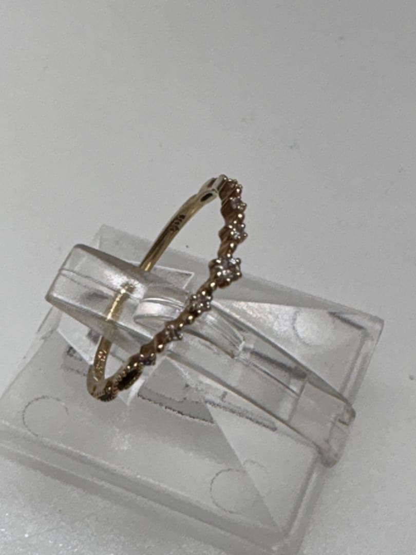 アガット・k10ゴールド 波型 ダイヤリング・13号・0.8g・中古品