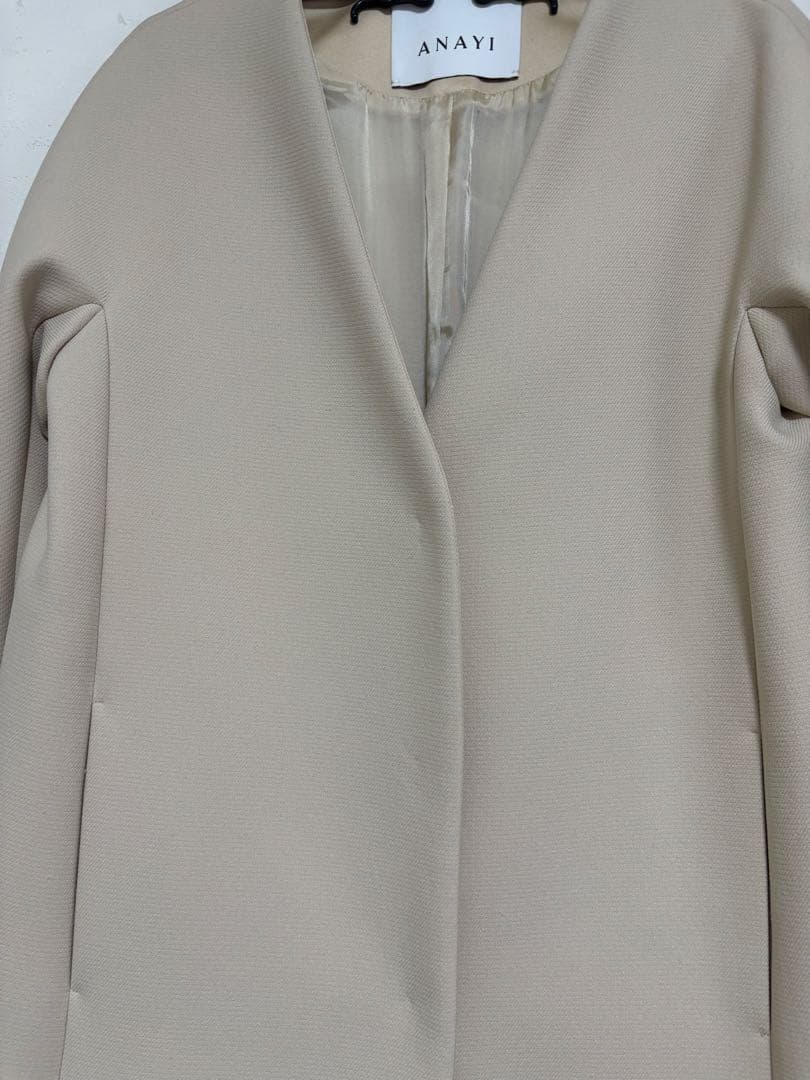ANAYI ベージュ ノーカラー コート36上品綺麗 - メルカリ