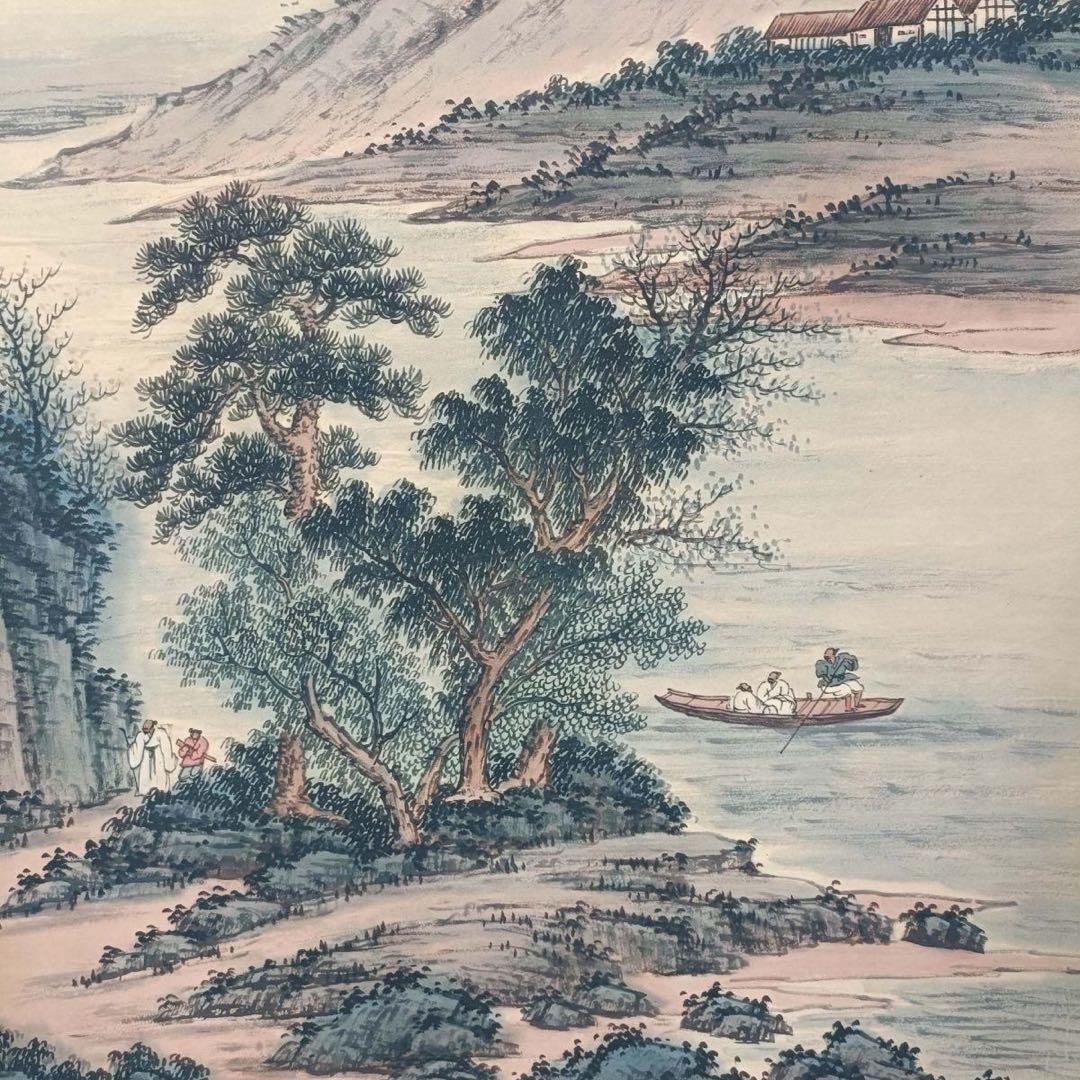 傅抱石 関山行旅図 三尺中堂掛け軸　中国山水画　宣紙　書画工芸