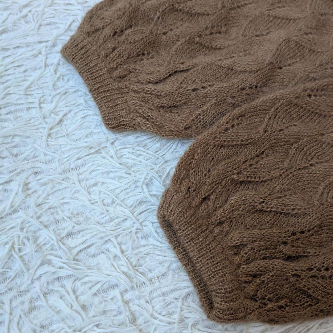 《新品タグ付》HUG O WaR/ハグオーワー　リーフ編みパフスリーブセーター