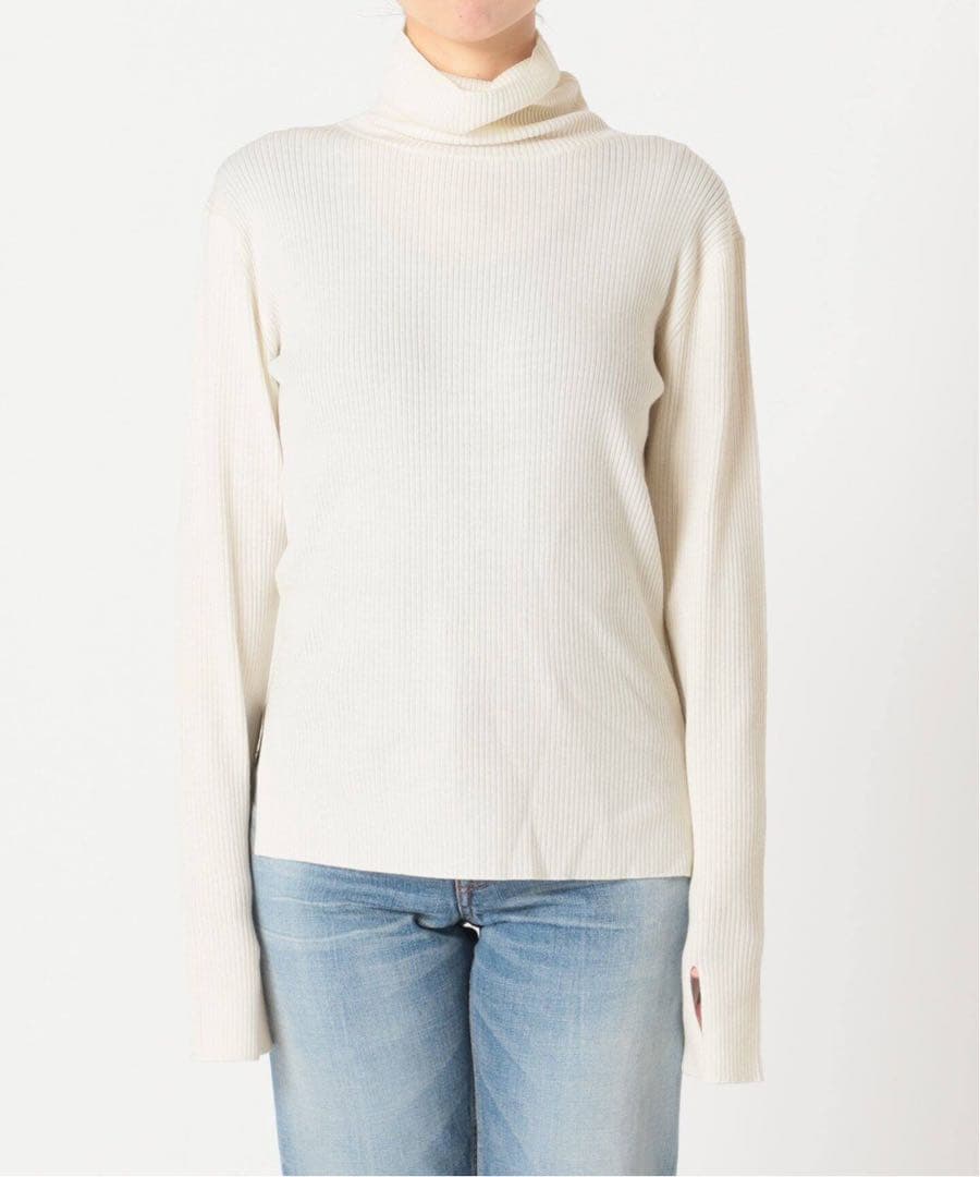 美品 ドゥーズィエムクラス TEX リブ タートルネック ニット ホワイト