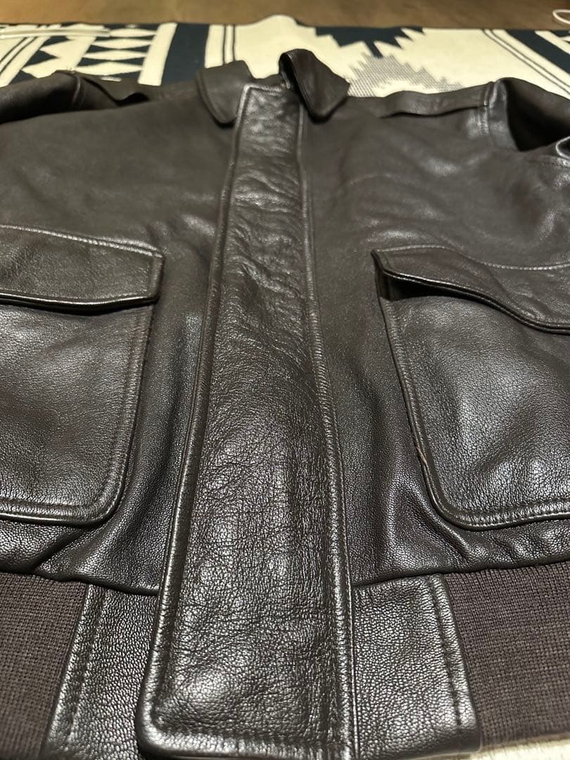 オ*則様 L.L.Bean A-2レザージャケット M 黒 ゴートスキン 本革