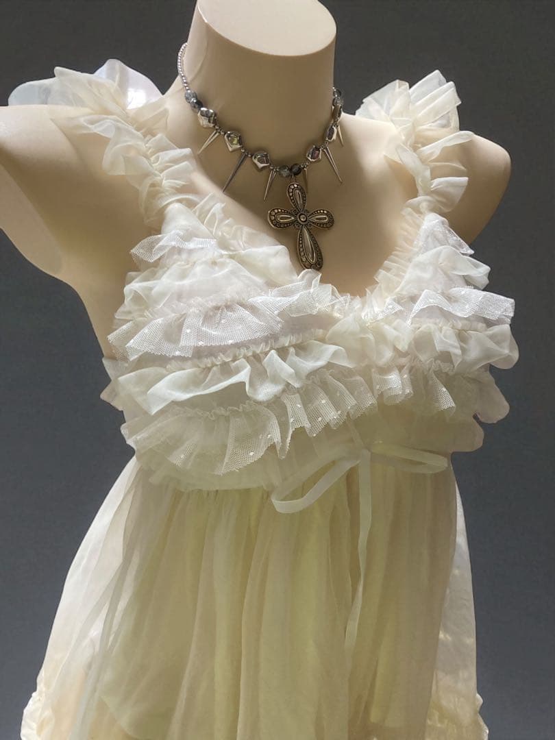 SNIDEL✴︎タグ付きチュールフリルキャミ＆パンツレイヤードレース