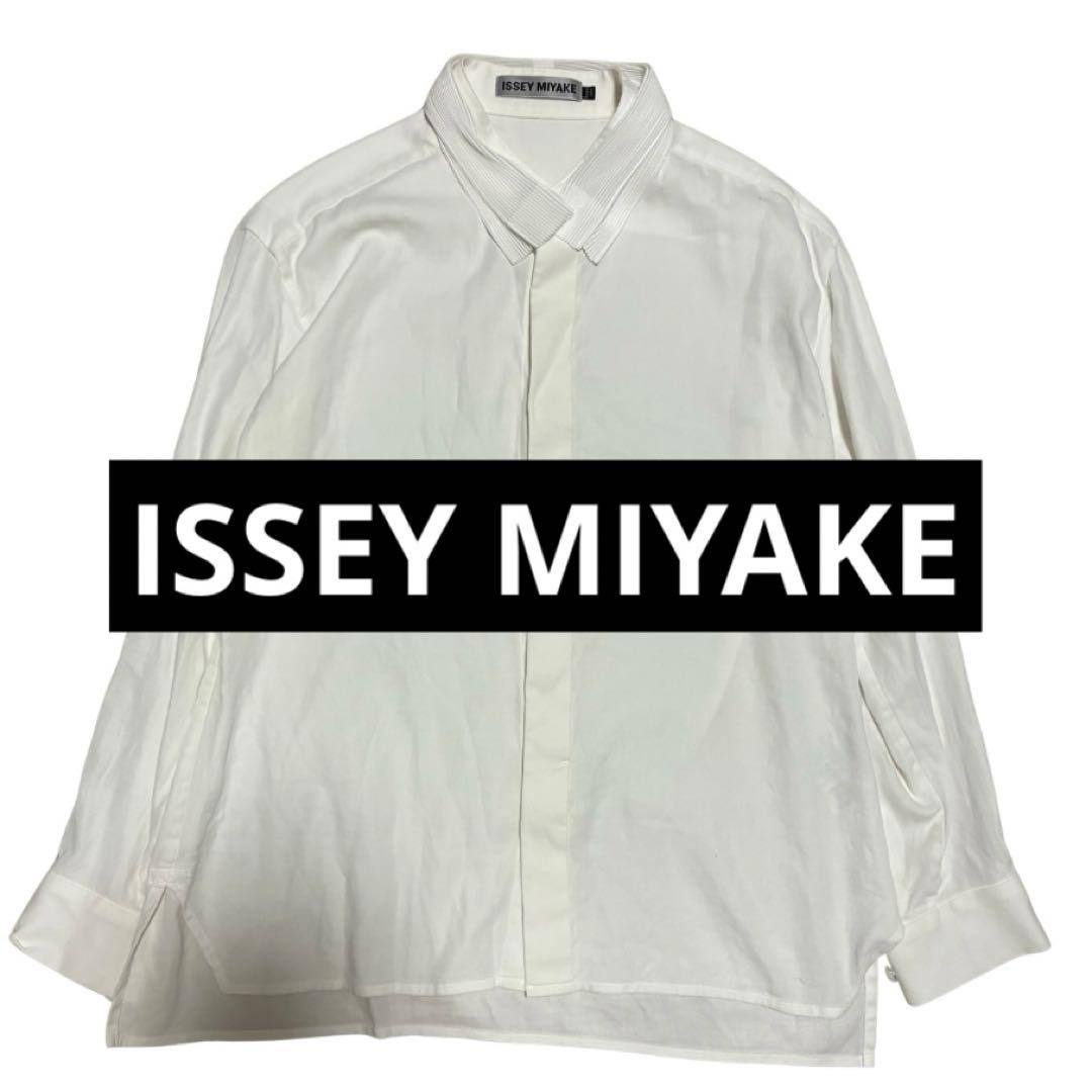 90s/ISSEY MIYAKE/襟プリーツ/長袖シャツ 美品 90s イッセイミヤケメン 長袖シャツ プリーツ 日本製 ブラック 黒