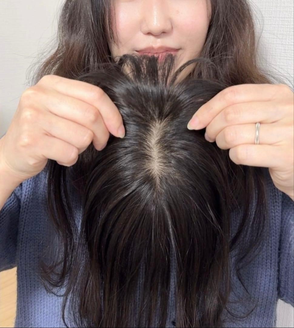 百合子 分け目 ヘアピース ナチュラルブラウン 人毛