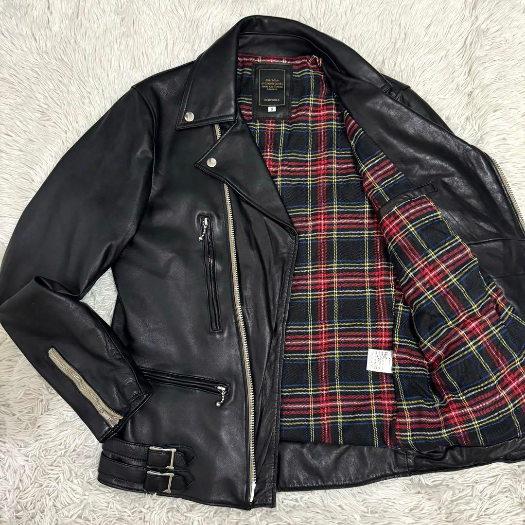 極美品バッファローボブズ羊革ダブルライダースジャケットLラムレザー