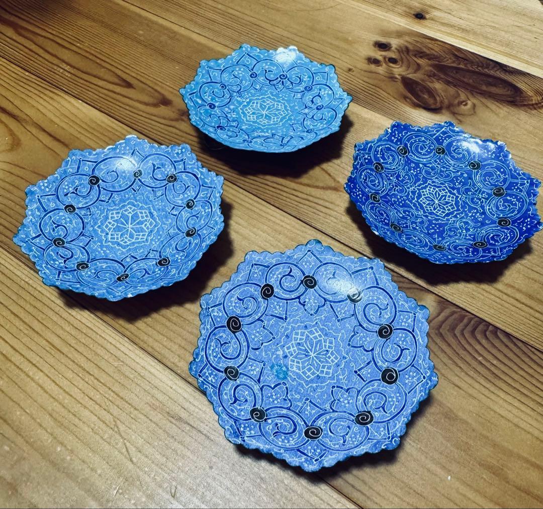 ペルシャ　エナメル皿 アクセサリートレイ エスニック　皿 ペルシャのエナメル皿（ミーナーカーリー）飾り皿 アクセサリートレイ