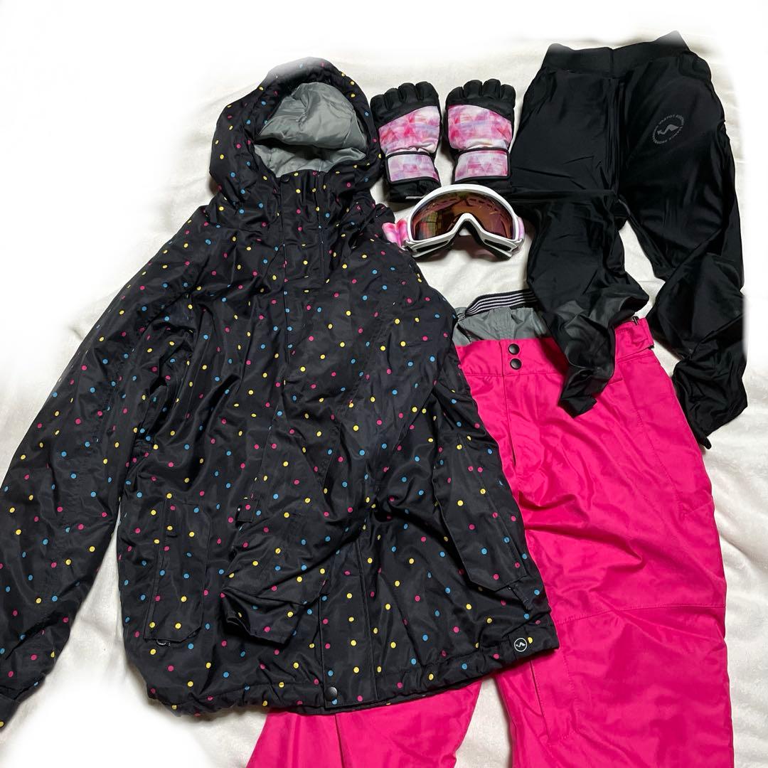 スキーウェアスノーボードウェアセット女性用付属品○ゴーグル手袋サポーターMサイズ スキー ゴーグル 手袋 2点セット スノーボード スノボ レディース
