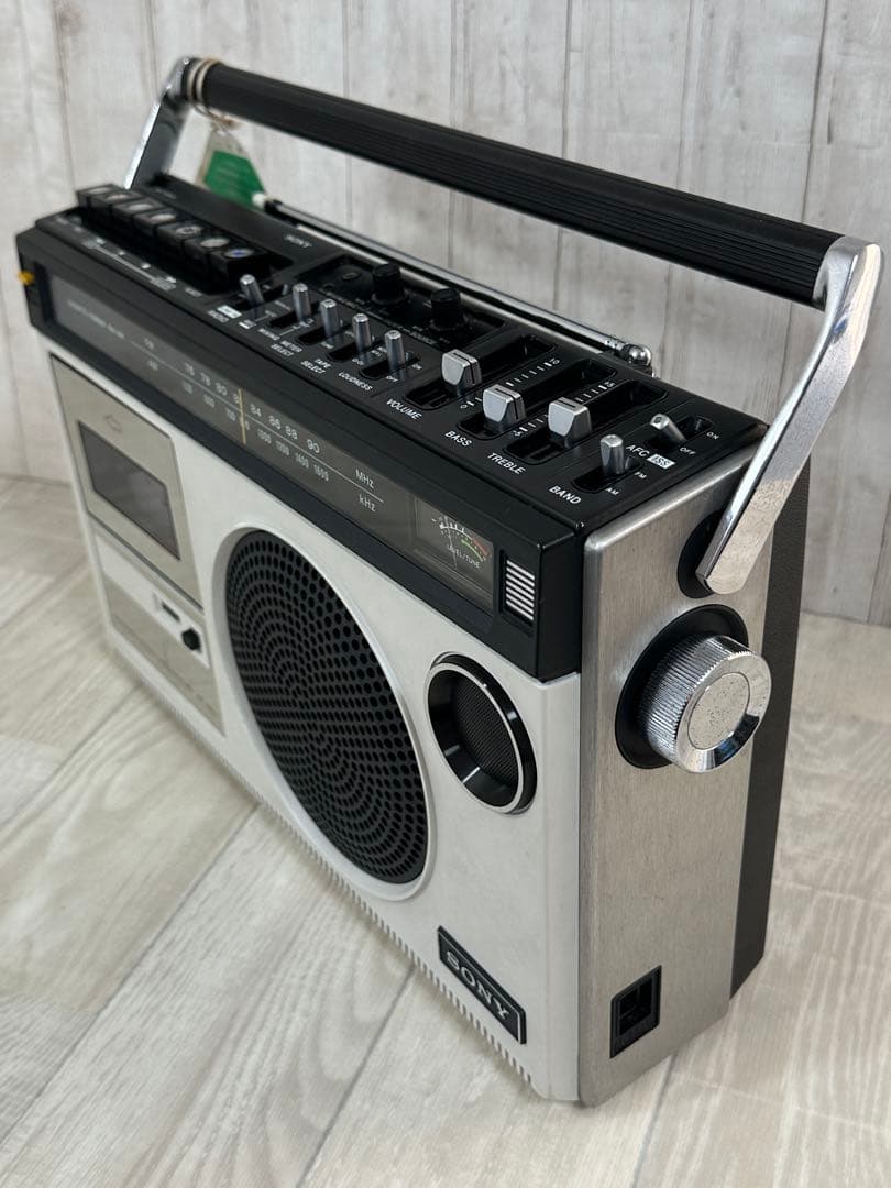 動作品】希少レアカラー白SONY ラジカセ CF-1980 昭和レトロラジオ