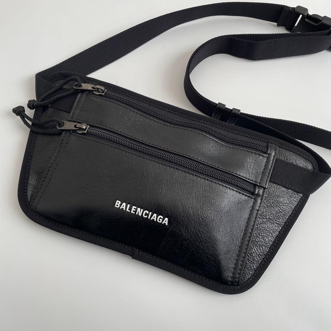 【未使用級】バレンシアガ エクスプローラー ベルトバッグ レザー ロゴ 黒 BALENCIAGA（バレンシアガ） バッグ ベルトバッグ BALENCIAGA EXPLORER