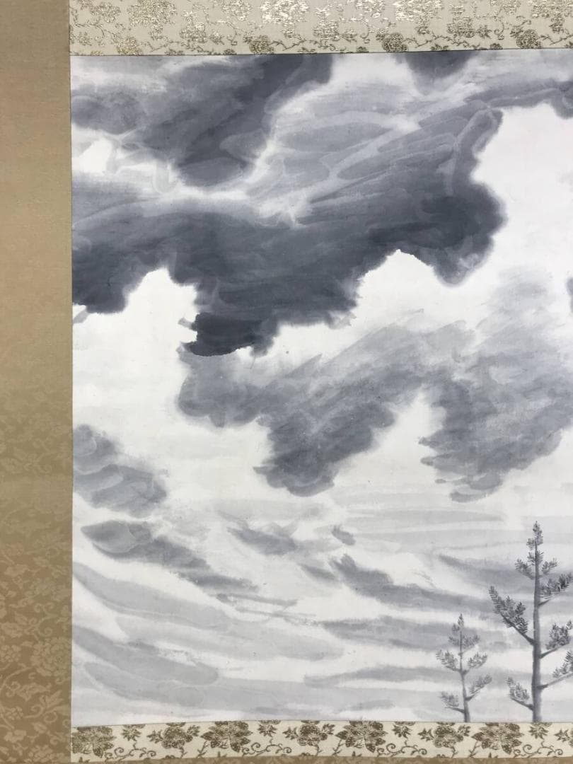 ひでよし様専用）真作/茨木杉風/雲に立木図/山水図/掛軸☆宝船☆AH-677