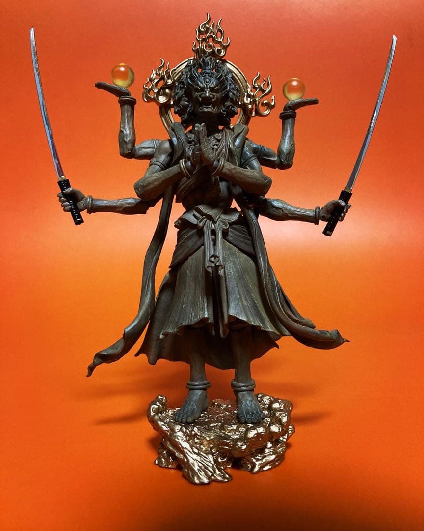 海洋堂リボルテック タケヤ 阿修羅(木調版)改造品 姫鶴一文字二刀流