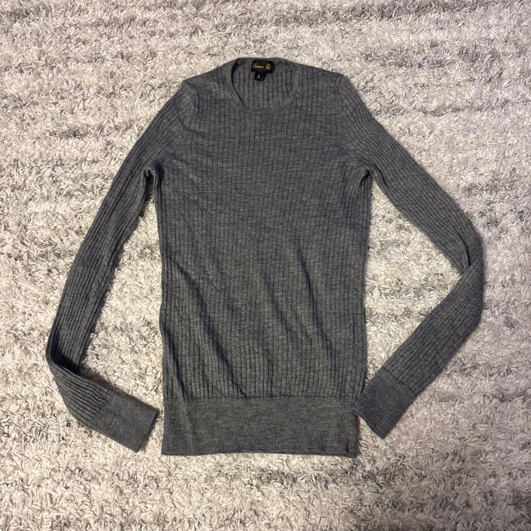 美品 DRAWER 18G カシミヤシルクリブクルーネックニット グレー - メルカリ