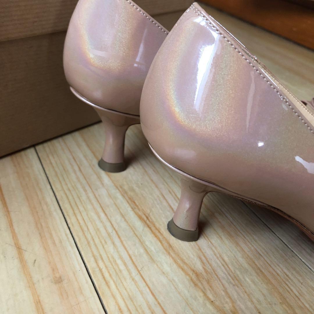 限定美品】クリスチャンルブタン パンプス ローヒール リボン