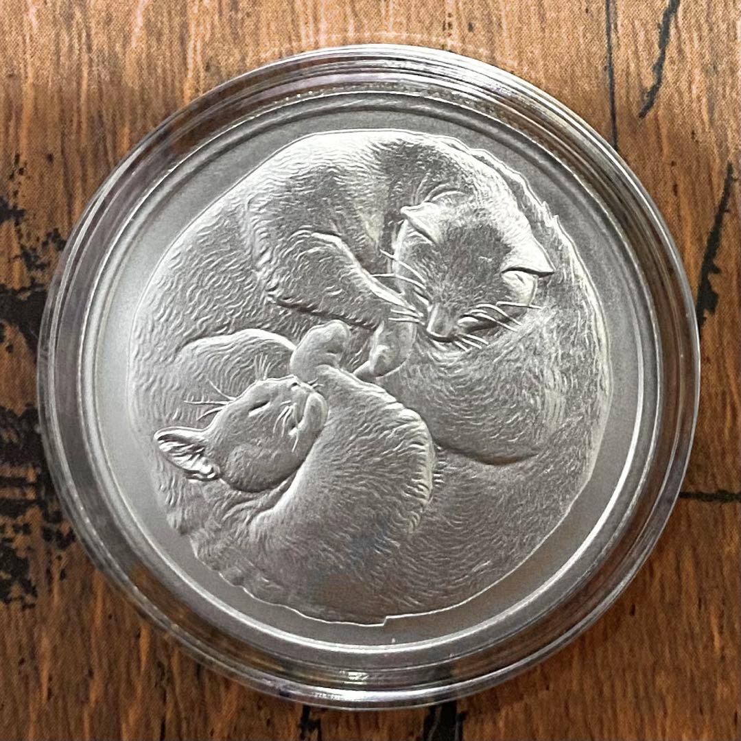 2021 眠り猫 2匹 Sleeping Cat 1oz コイン 純銀 ネコ