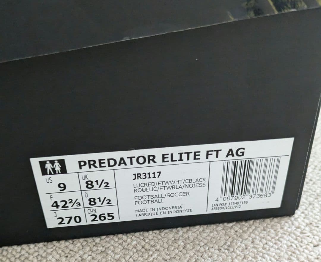 27.0cm　プレデター ELITE FT AG　アディダス