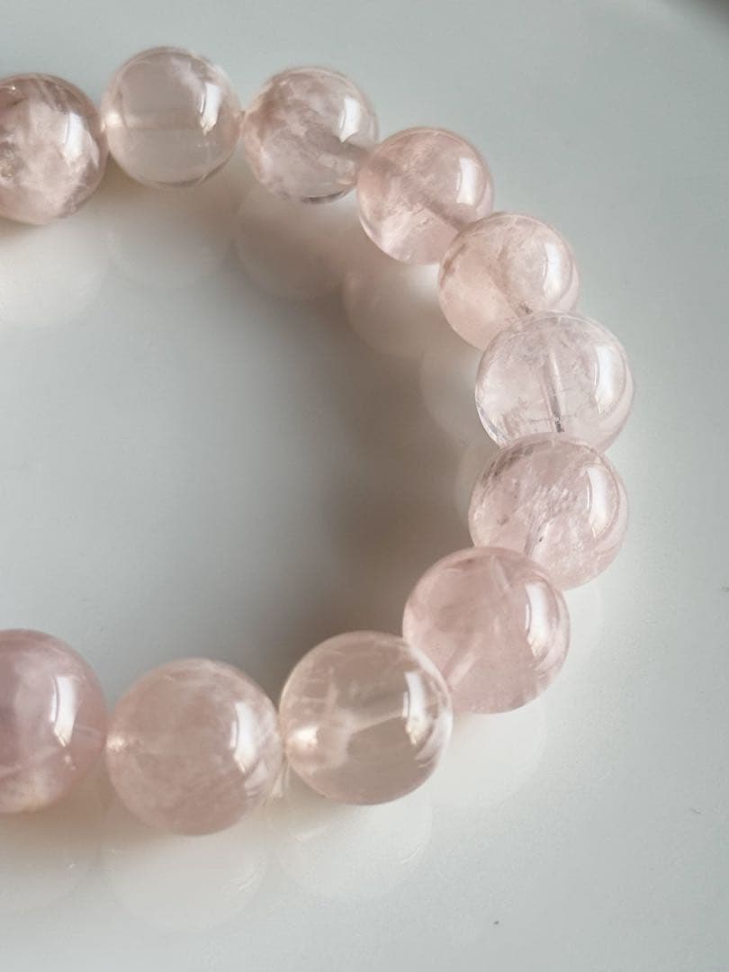 【16.5cm 12mm】セリサイトインローズクォーツ ブレスレット 天然石