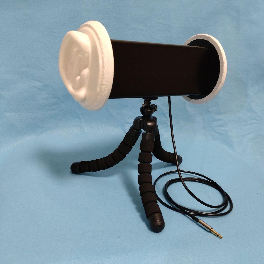 バイノーラルマイクASMR録音用簡易型ダミーヘッドマイク 黒 立体音響