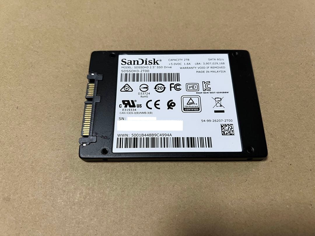 内蔵型SSD SandiskSSD 2TB SDSSDH3-2T00 2.5inch SATA