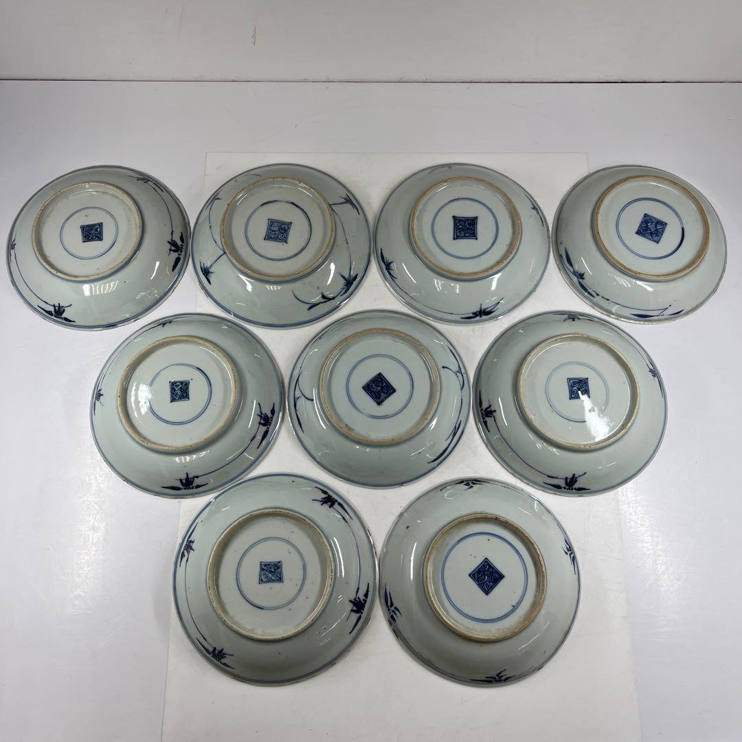 中国明末清朝期 古染付人物画中皿19枚 木箱 約16.5㎝東Y7-0723⭐︎2F