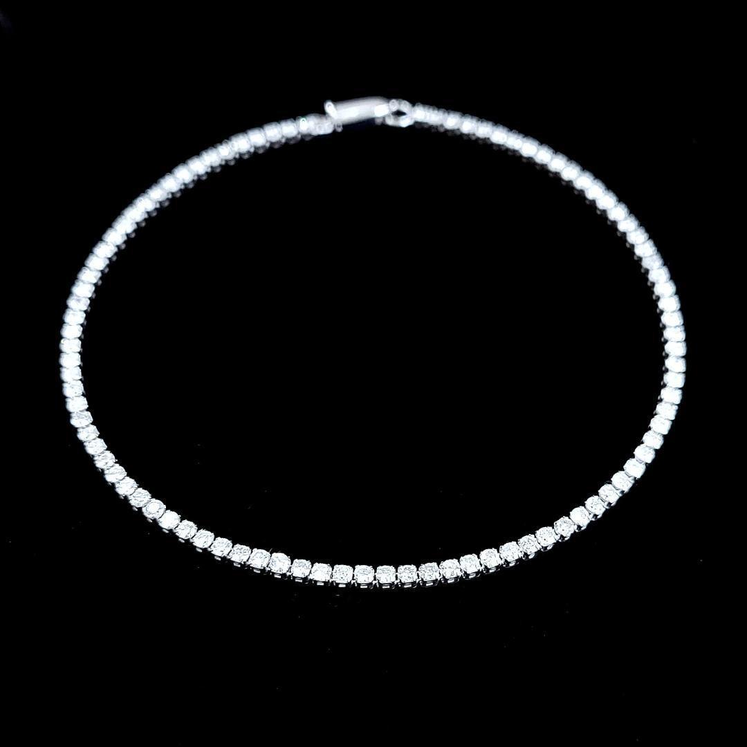 こみこみ白系 1.6ct　ダイヤモンド K14 WG テニスブレスレット