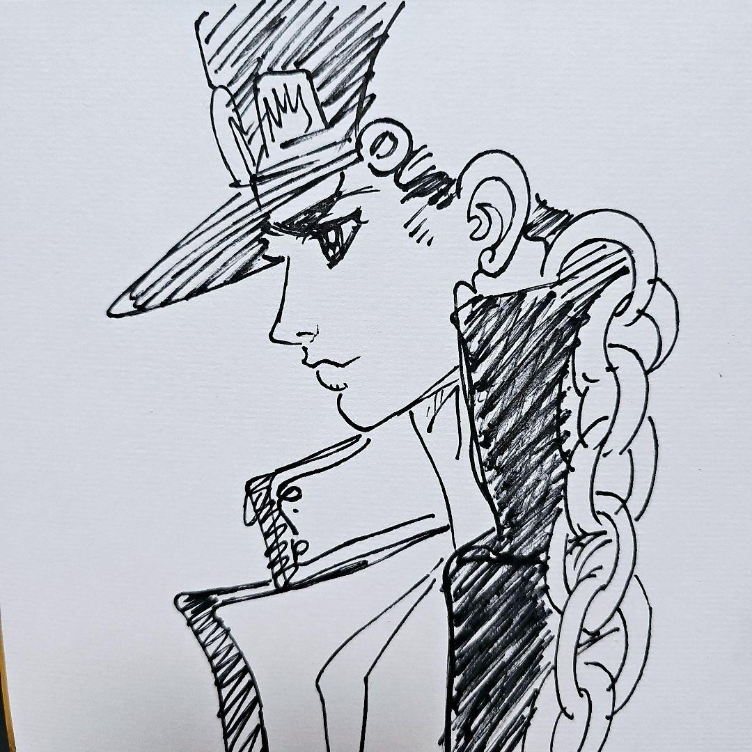 ジョジョの奇妙な冒険 空条承太郎イラスト直筆サイン色紙 ジョジョの奇妙