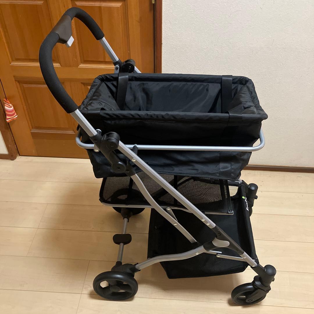 折りたたみ式ショッピングカート 黒 お買い物をもっと楽に！折りたたみショッピングカート『らくっとカート