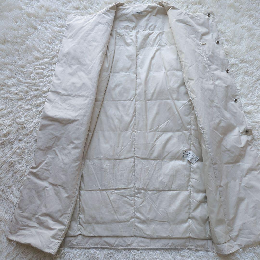 MACPHEE ノーカラーコート ダウン ホワイト アイボリー グレージュ