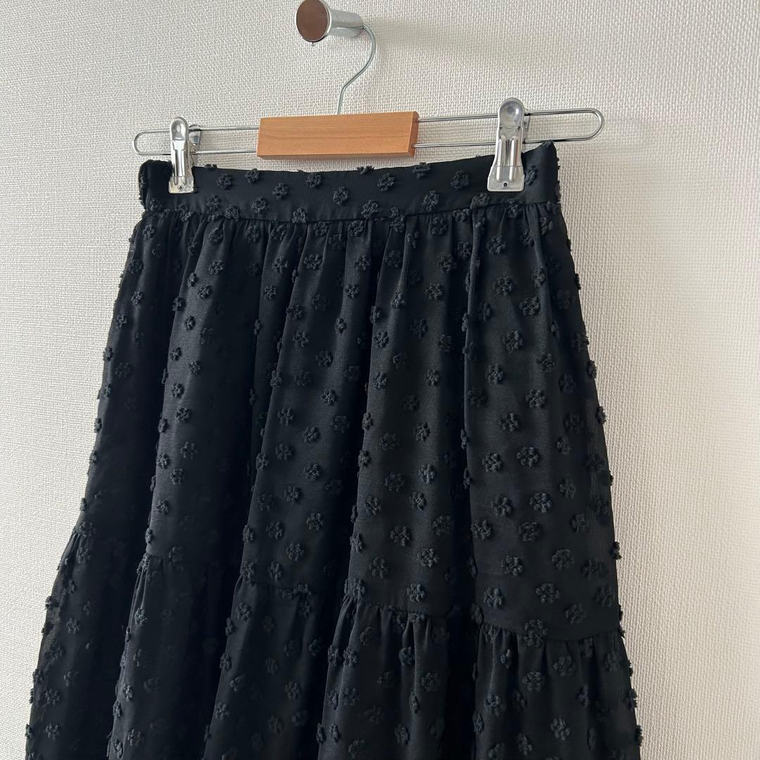 ビアズリー　《LIVETART》小花ジャガードスカート　ブラック