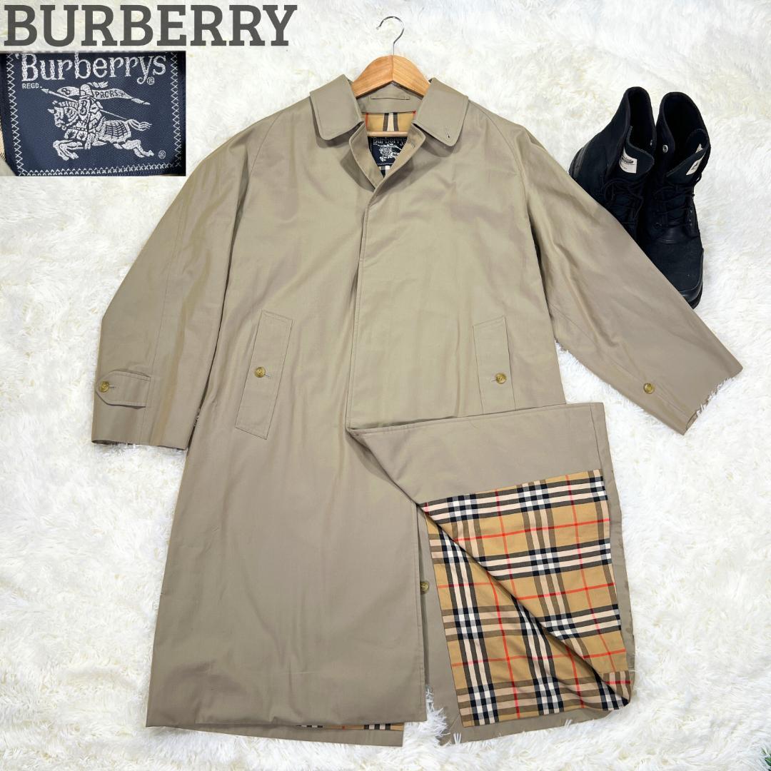 Burberrys ステンカラーコート ベージュ L相当 ノバチェック 黒襟 Burberry's ノバチェック XL ステンカラーコート ベージュ