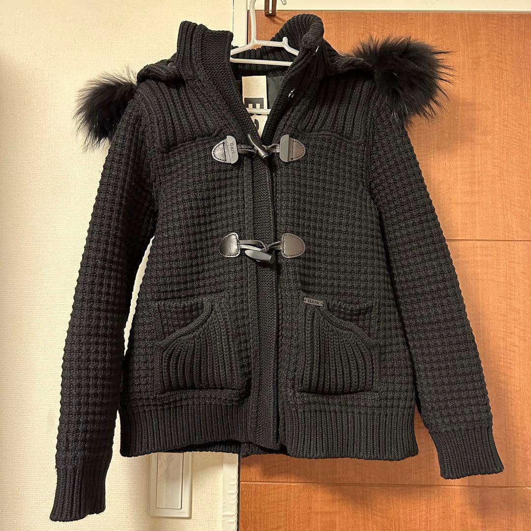 美品 bark ダッフルコート XS ファー付きフード レディース BARK（バーク） レディース ニット ファー付き フード ミディアム丈