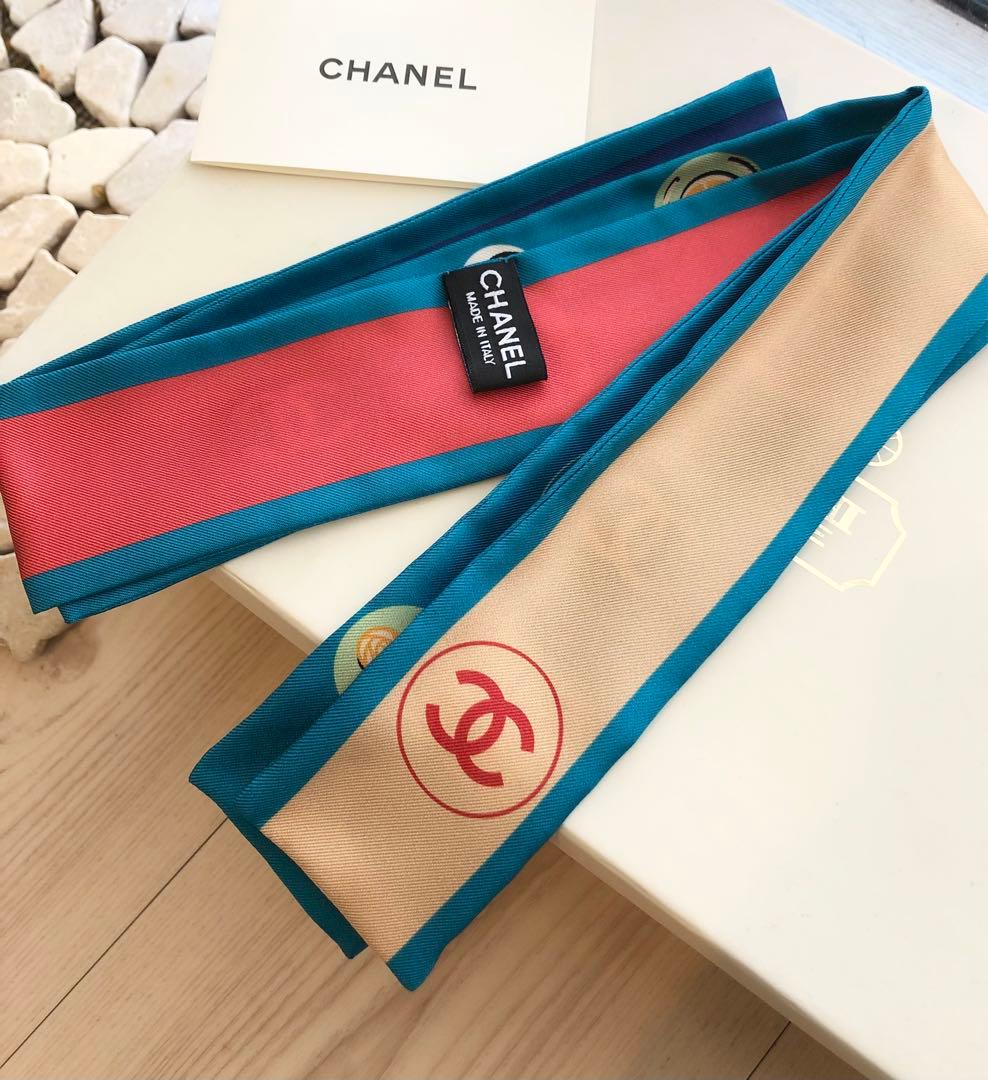 銀座店限定品❗️シャネル ココマーク ヘアバンドスカーフ シルク