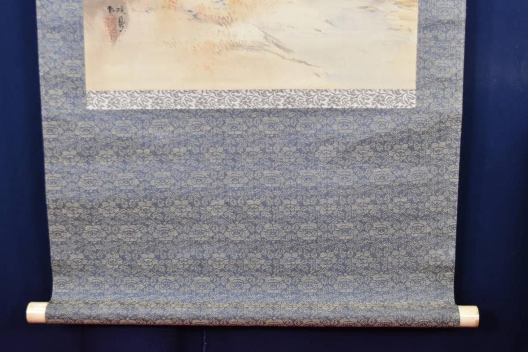 【真作】瑛鳳/秋景山間焚き火図/秋景山水人物図/掛軸☆宝船☆AB-364