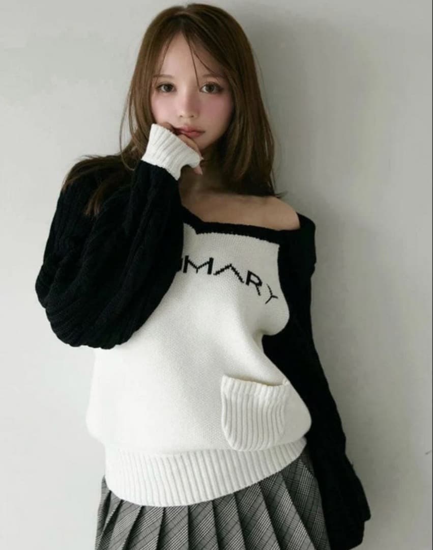 andmary アンドマリー marie knit tops ANDMARY】Mary logo cable knit set