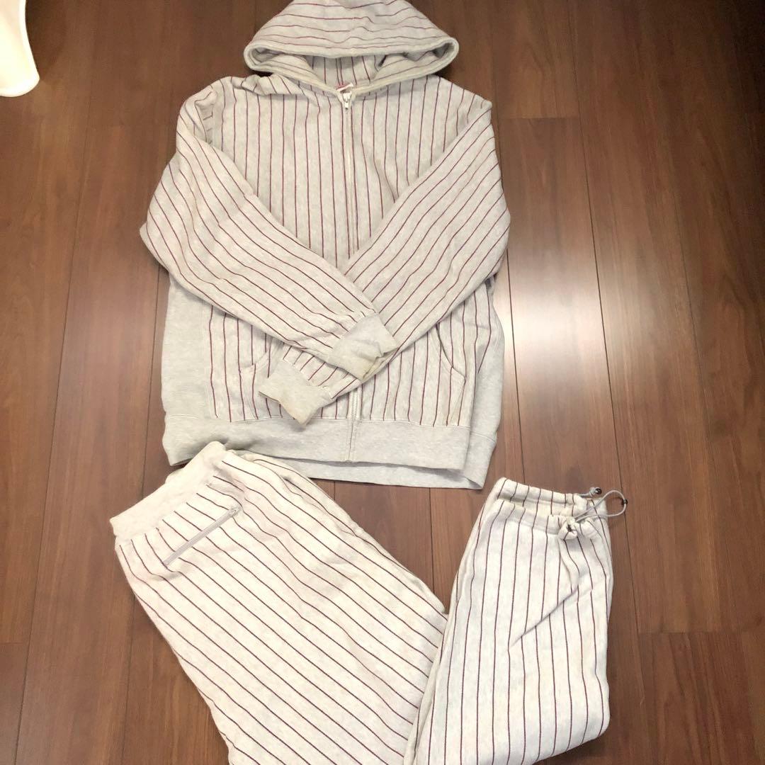 MASTERPIECE ストライプスウェットセットアップ パーカーXLパンツL