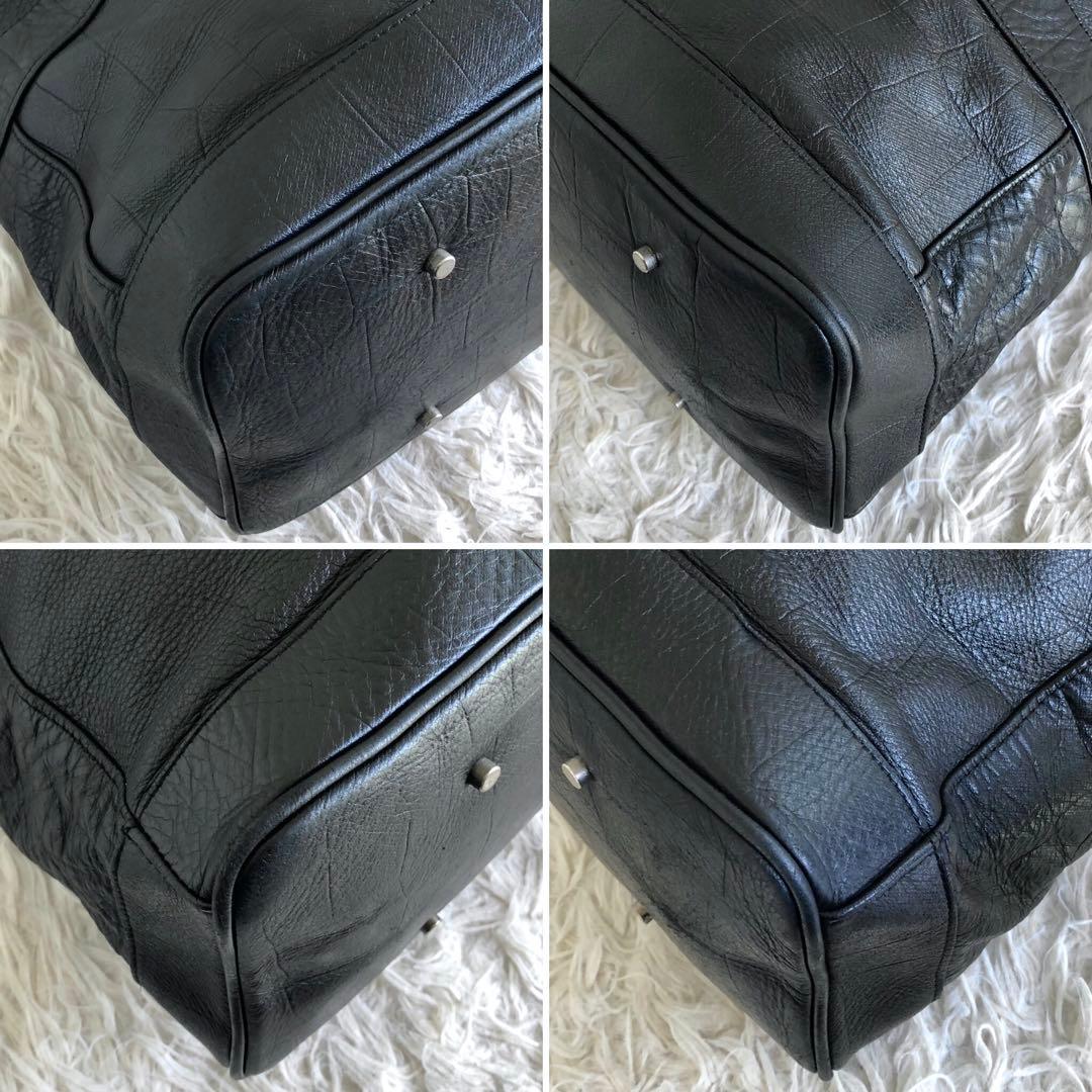 クロコ型押し 本革 2way】アニアリ トートバッグ ショルダー 黒 A4収納