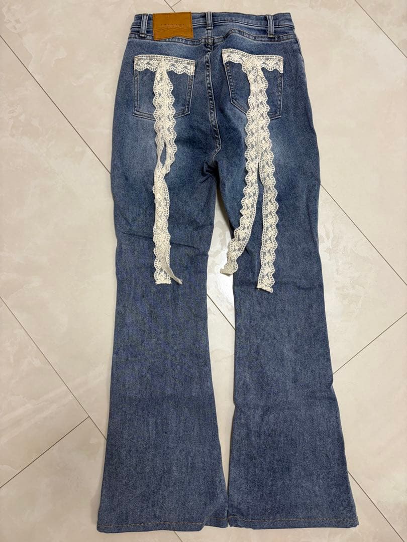 andmary Lacey ribbon heart hip denim - メルカリ
