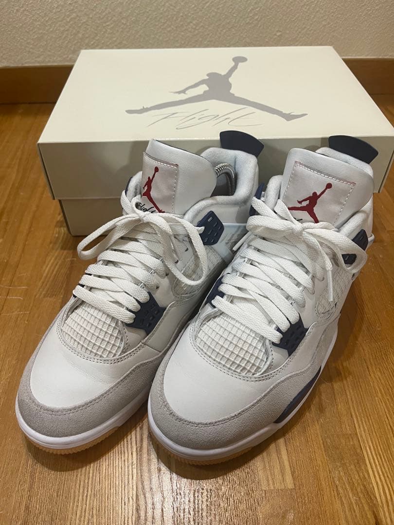 Air Jordan 4 /エアジョーダン4 26.5㎝ ホワイト/ネイビー JORDAN BRAND AIR JORDAN 4 RETRO WHITE/MIDNIGHT NAVY-LT SMOKE GREY