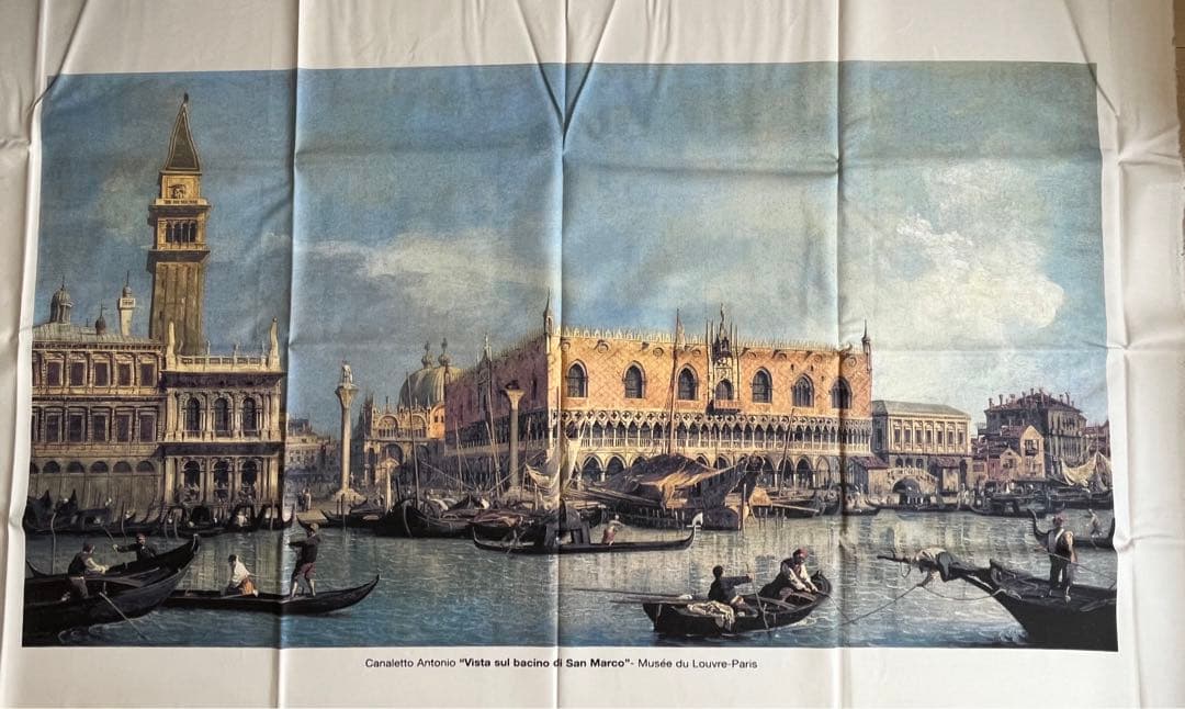 フィレンツェ製　カナレット《サンマルコ広場》　大判布製複製画約79×145cm