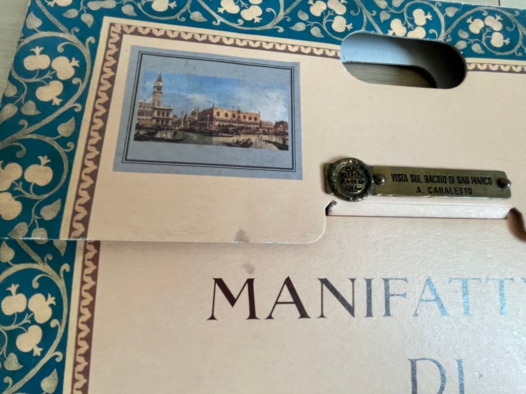 フィレンツェ製　カナレット《サンマルコ広場》　大判布製複製画約79×145cm