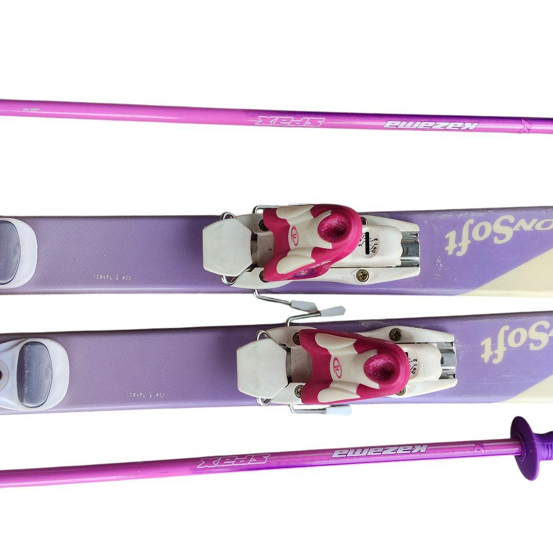 KAZAMA 120cm ジュニアスキーセット ビンディング付 ストック80cm