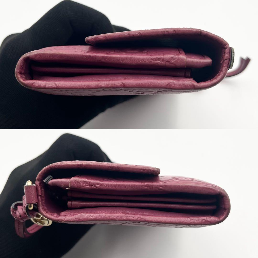 希少色✨ グッチ ウォレット マイクロシマ 長財布 ピンク インター