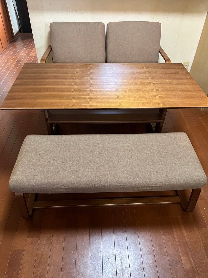 【手渡限定】無印良品 リビングでもダイニングでも使えるテーブル・チェア2・ベンチ 無印良品 / MUJI リビングでもダイニングでもつかえるシリーズ 5点