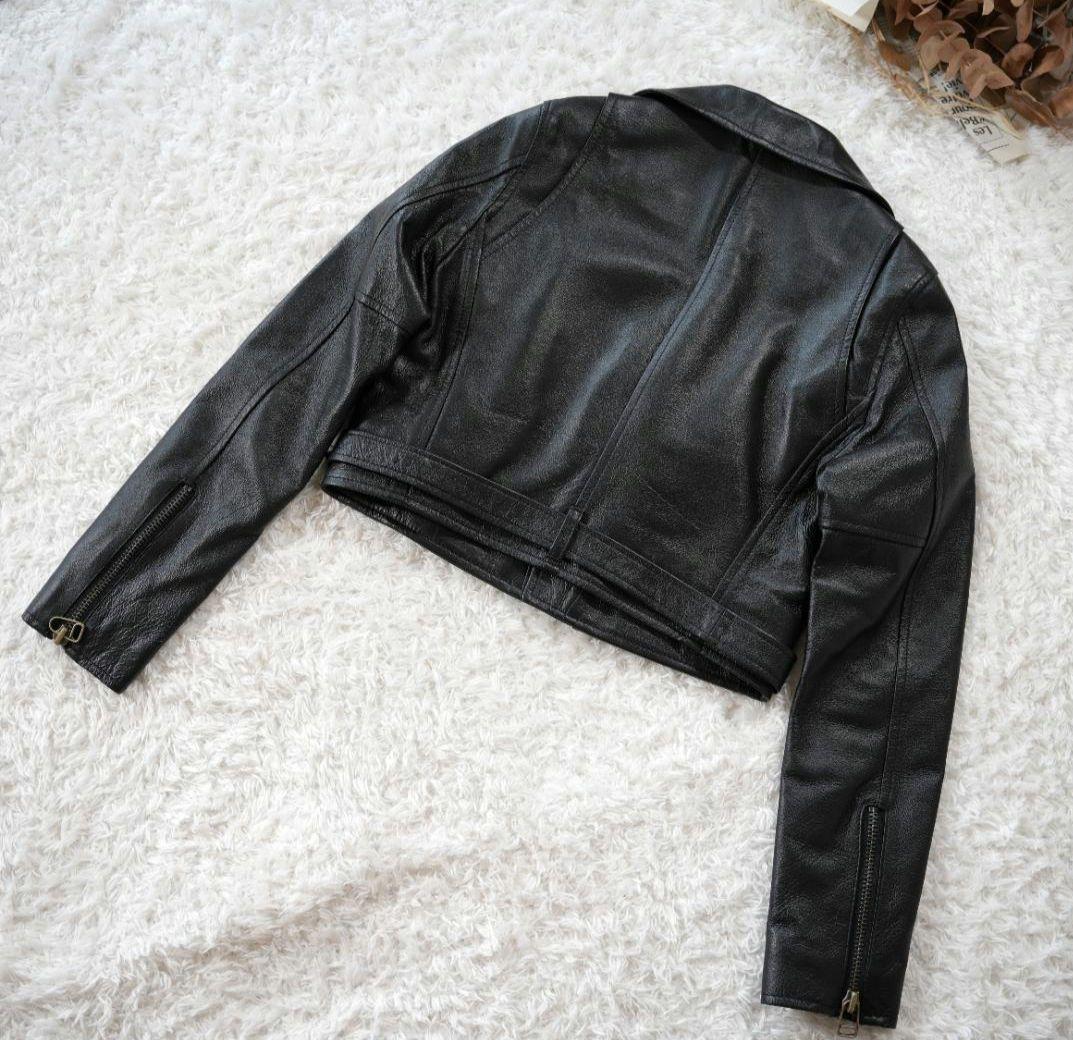 JOLLY 🎔 DAYS ラクーンファー付レザーライダースジャケット