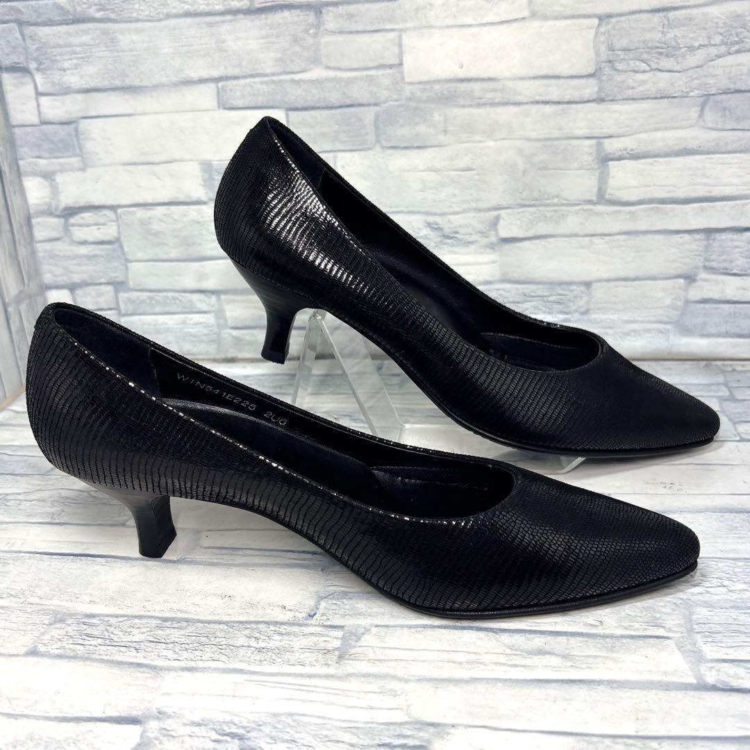 ✨美品✨ワコール サクセスウォーク パンプス リザード柄 ブラック 22.5cm