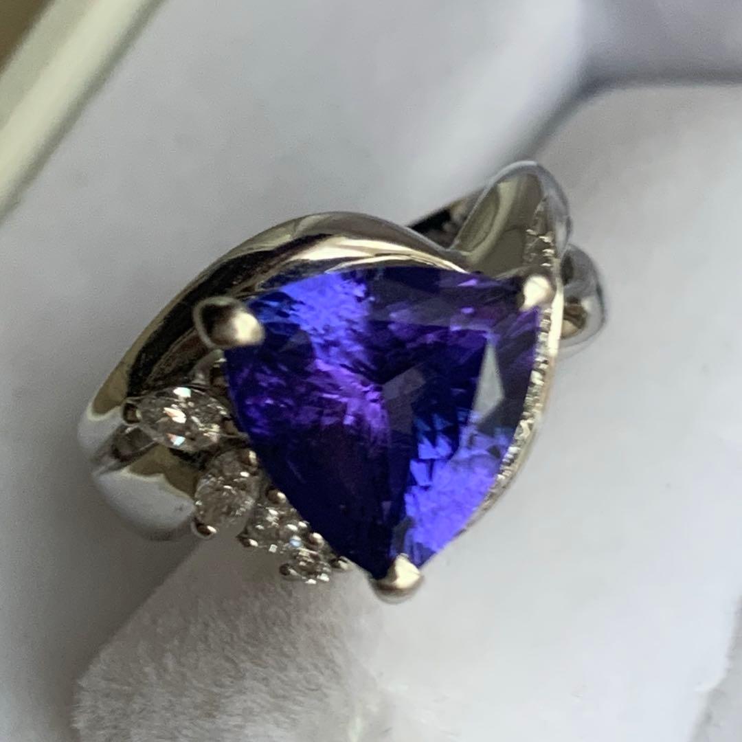 大粒❇️3.650ct！タンザナイト ダイヤ計0.23ct ptリング 11号❇️