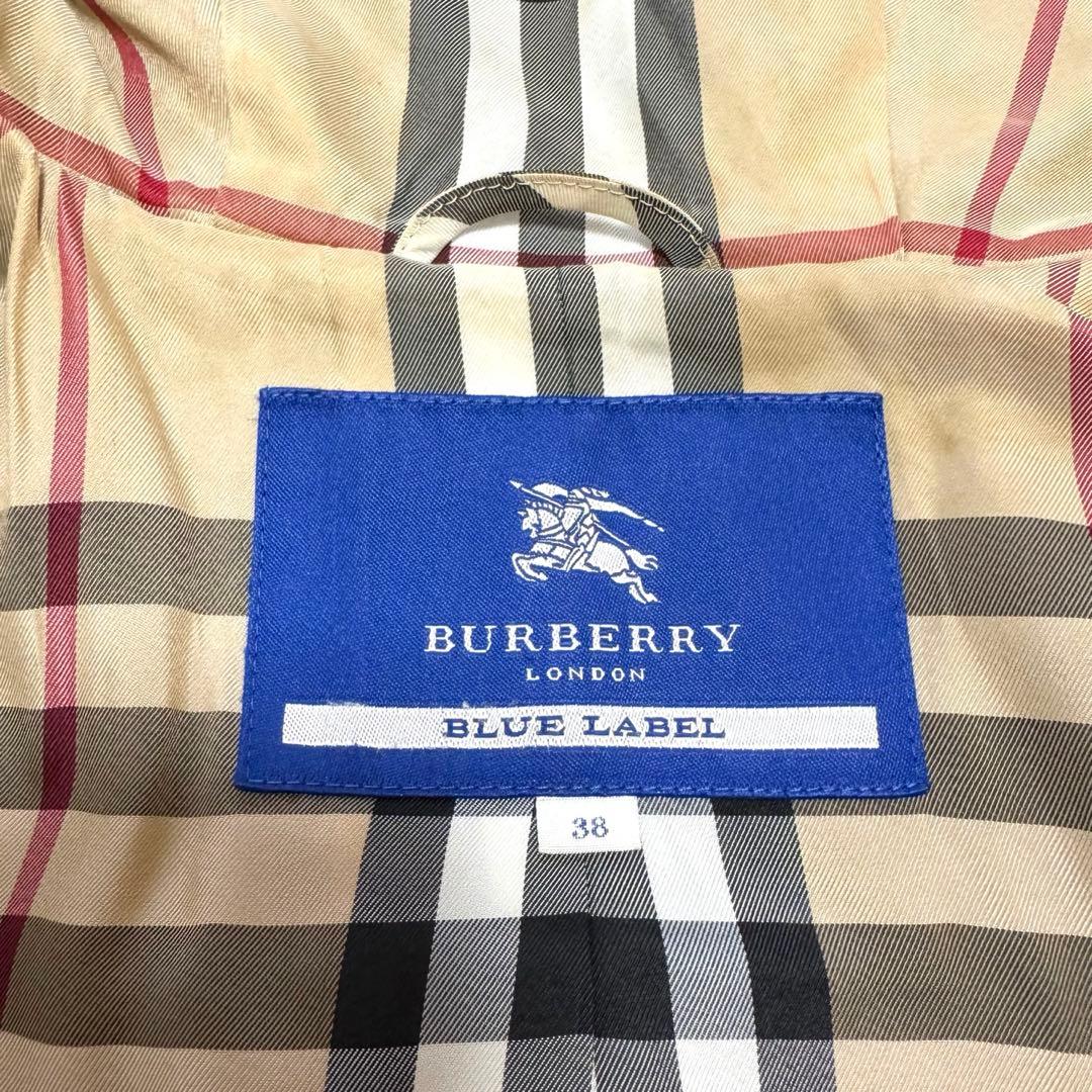 バーバリーブルーレーベル ダッフルコート アンゴラ混 ノバチェック