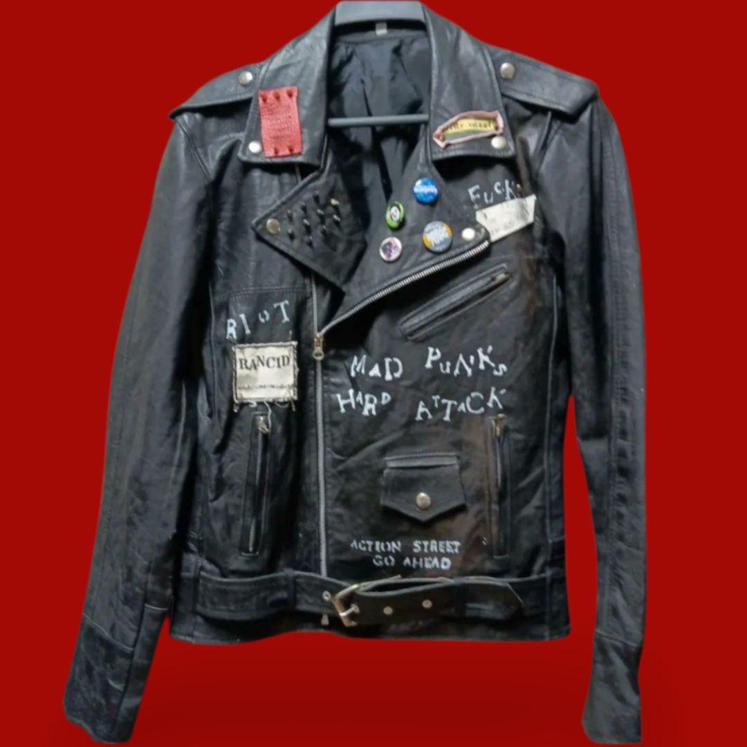 PUNK ダブルライダースジャケット 本革 パンク 鋲ジャン アナーキー