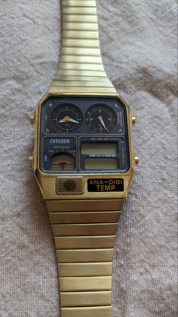 CITIZEN ANA-DIGI TEMP ゴールド腕時計 シチズン アナデジ テンプ 復刻 限定モデル 温度計 時計 CITIZEN ANA