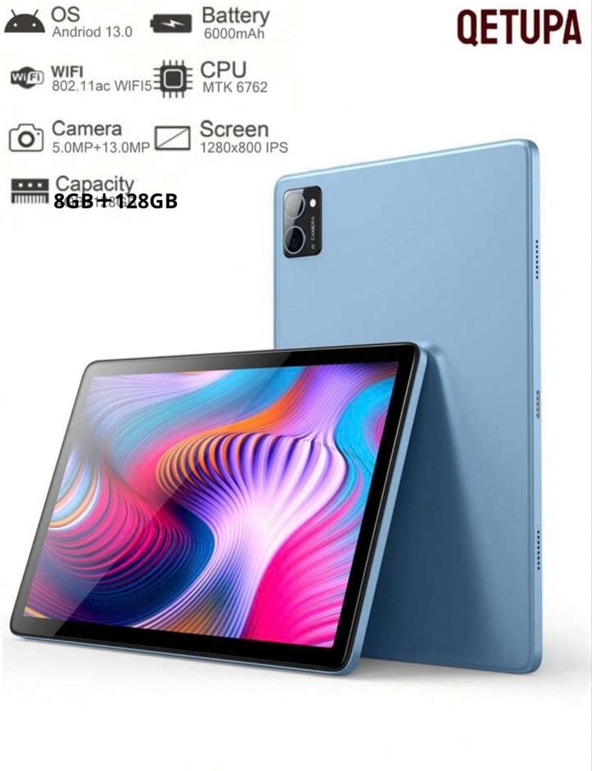 QETUPA Androidタブレット 6000mAh 8/128GB ブルー Amazon.co.jp: T616 タブレット 10インチ Android 13 タブレットPC 8